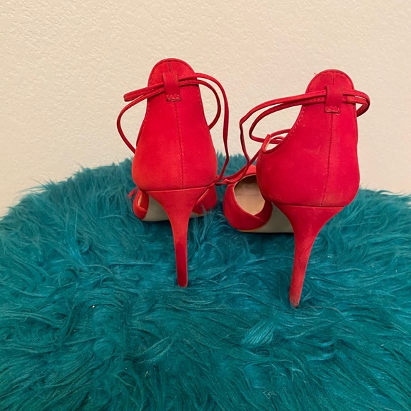 Roebella Red Suede Steve Madden Pumps Pointed Toe - Picture 7 of 8